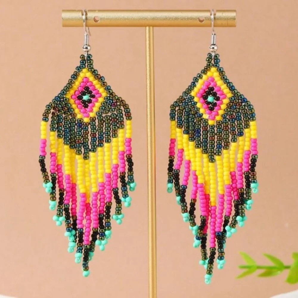Beaded tassel earrings